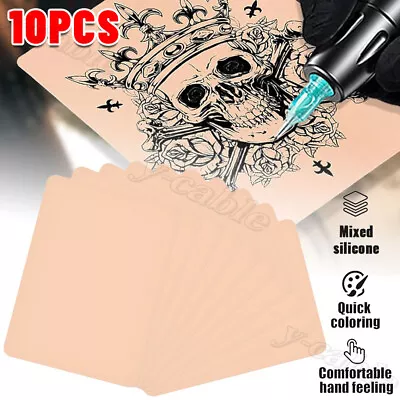 10Pcs Tattoo Practice Fake Skin Blank Sheets Needle Machine Supply Training Tool • £6.99