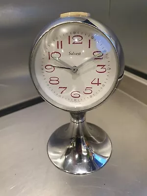 Salvest 60's / 70's Silver Plastic Retro Bedside Alarm Clock Chrome Look Working • £79