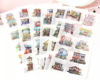 HOUSE STICKERS Shop Travel Scrapbook Journal Diary Card Stationery Craft Deco • £2.59