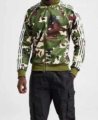 Adidas Originals SST Men's Track Top In Green Camo Limited Stock • £100