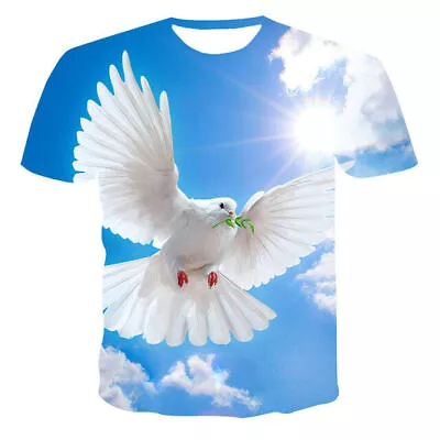 Animal Pigeon Short Sleeve 3D Printed T-shirt Summer Men's Fashion Casual  Tops • $22.49