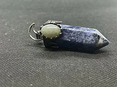 Natural Sodalite And Labradorite Crystal Point Pendant With Moon • $12