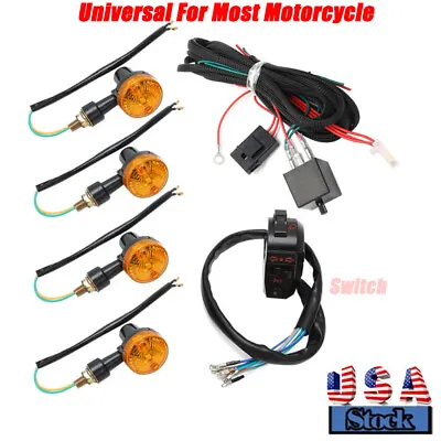 Universal Motorcycle Indicator Wiring Loom Harness Relay Kit Turn Signal Light • $57.99