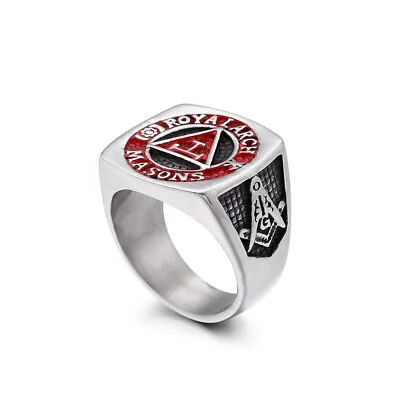 Royal Arch Masons Retro Ring Men Stainless Steel Vintage Masonic Ring Biker Punk • $12.99