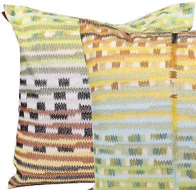 MISSONI HOME PILLOW COVER DROP STITCH KNIT EMBROIDERED 40x40cm COTTON HORSON T60 • £71