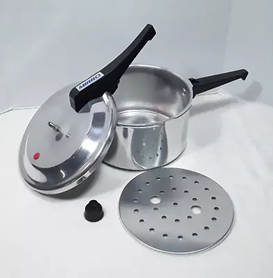 Vintage MIRRO MATIC 4 Qt Pressure Cooker M-0534-11 USA Polished Aluminum EUC • $34.95