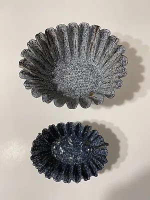 Antique Graniteware Fluted Pudding Moulds - Lot Of 2 • $35.32