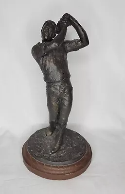 Michael Garman Golf Sculpture “Tee Shot” Bronzetone Mounted 13.5” • $29.50