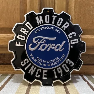 Ford Motor Co Sign Gear Garage Shop Gas Oil Auto Parts Bar Vintage Style Decor • $30