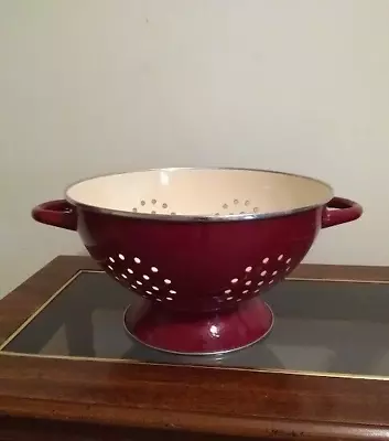 Paula Deen  Colander  Strainer 2 Quart Red Speckled Porcelain Enamel Finish • $8