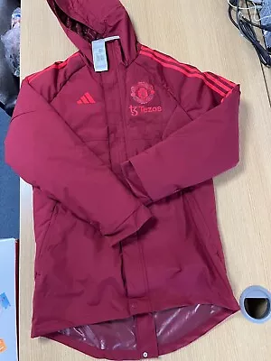 Manchester United Adidas Jacket Parka Coat - Size Mens Small • £75