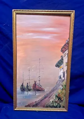 Harbour Scene FRAMED Oil Painting By WHYTS • £40