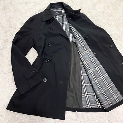 Burberry Black Label Trench Coat Nova Check Black Men Size M Used Japan Made • $103
