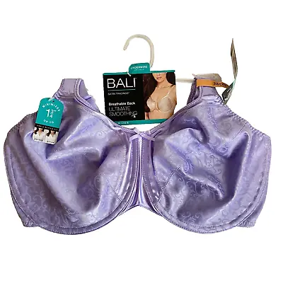 Bali 38DD Bra Minimizer Satin Tracings Underwire Lilac Smoothing Breathable New • $21.60