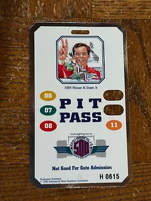 1995 Indy 500 Pit Pass Racing Ticket Al Unser Jr Winner Jacques Villeneuve  • $23.80