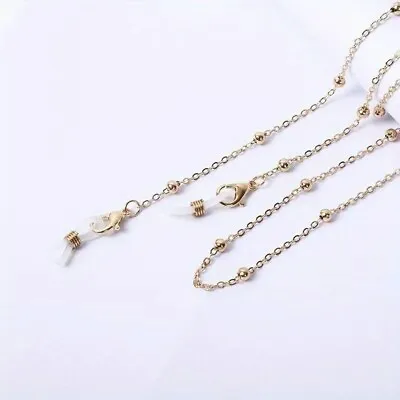 Glasses / Facemask Safety Chain Neck Hanging Gold Beaded UK STOCK TRACKED POST • £3.99