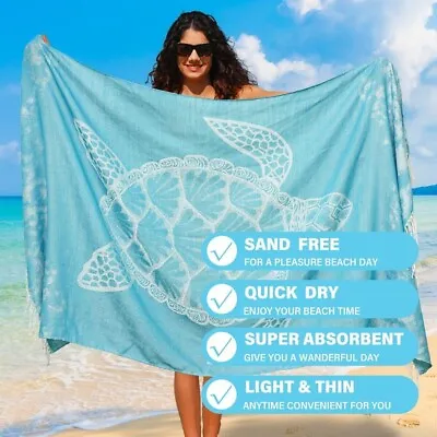 2 Pack Turkish Cotton Beach Towels Lightweight Absorbent Quick Dry Extra Large • £24.99