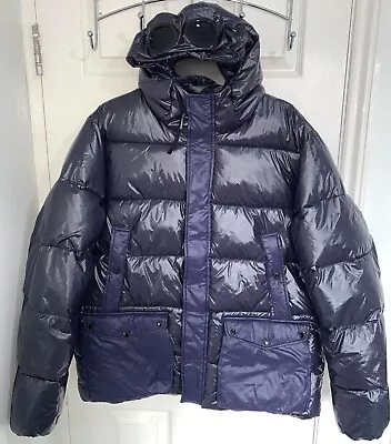 Navy CP Company Puffer DD Shell Blue Down Coat Goggle Hooded Jacket XL  • £185