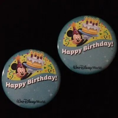 Walt Disney Buttons Happy Birthday Mickey Mouse Pins (Set Of 2) NEW • $6.75