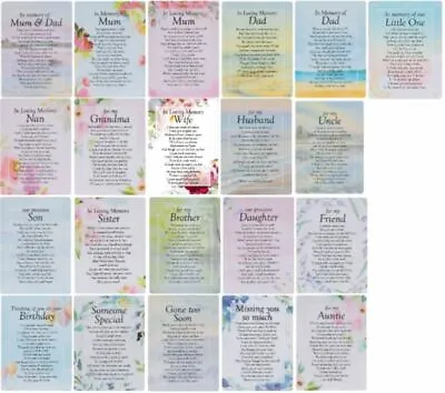 £2.99 • Buy Graveside Memorial Card Mum Dad Husband Nan Son Brother Sister Uncle Auntie Baby