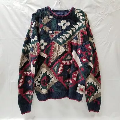 Vintage Northern Isles Handmade Chunky Knit Silk Blend Sweater Men's Sz L • $19.20