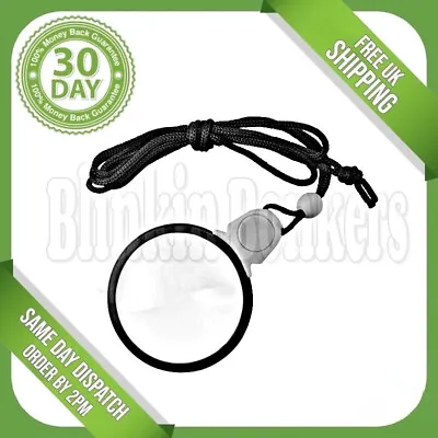 Pocket Monocle Magnifier Magnifying Glass With Neck Necklace Cord Small Print Uk • £4.19