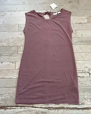 Sigrid Olsen T-Shirt Dress Plum Purple Tie-Vented Back Woman's MED NWT Stretchy • $12.95