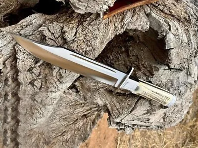 Rare 18  Custom Handmade Carbon Steel HUNTING Bowie Knife STAG ANTLER HANDLE • $129.99