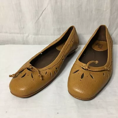 J. Jill Womens Size 7.5 M Tan Leather Comfort Ballet Flat Shoes Slip On Loafers • $50