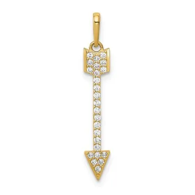 Real 14kt Yellow Gold Arrow CZ Pendant • $89.11