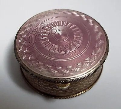 £7.50 • Buy Beautiful English Antique 1926 Sterling Silver & Purple Guilloche Enamel Box