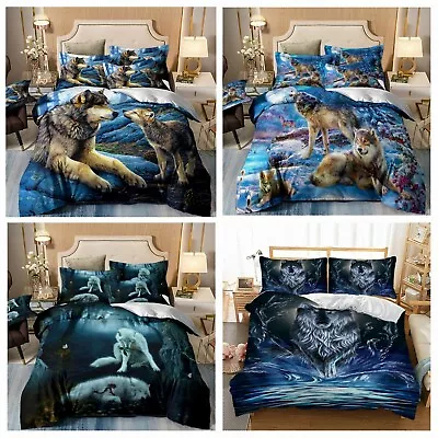 Wolf Soft Quilt Doona Duvet Cover Set Single Double Queen King Bed Pillowcase AU • $39.80