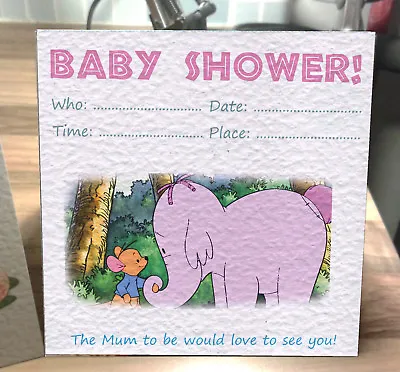 Handmade Roo And Heffalump Baby Shower Invitations Pack Of 10 • £10.86