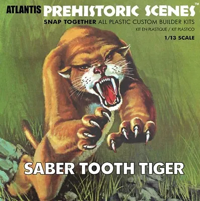 Atlantis Saber Tooth Tiger Prehistoric Scenes Snap 1:13 Scale Model Kit 733 • $23.95