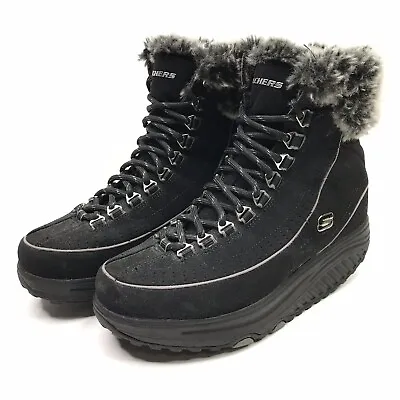 $36.79 • Buy Skechers Shape Ups 11813 Faux Fur Suede Black Women’s Boots Size 5.5
