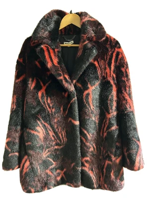 £69.99 • Buy Whistles Size S Faux Fur Coat Black Pink Mid Length Hook And Eye Fastening