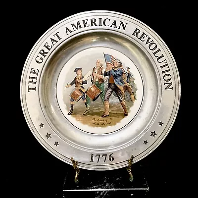 Pewter Ceramic Plate Patriotic USA American Revolution Spirit Of '76 Canton OH • £19.29