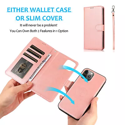 $18.38 • Buy Removable Magnetic Leather Wallet Case Cover Fr IPhone 15 Pro Max 14 13 12 11 XR