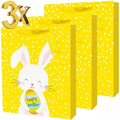 £4.99 • Buy 3x Medium Easter Bunny Luxury Present Gift Bags Easter Egg Gift Bag With Tag