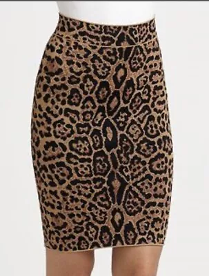 BCBG MAXAZRIA Bandage Skirt Leopard Print Size Medium • $58.65