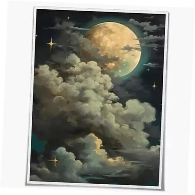 Vintage Gothic Wall Decor Full Moon Art Prints Dark Academia Decor Canvas  • $20.14