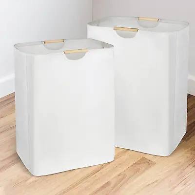 2 Pack Laundry Hampers - Large Collapsible Laundry Basket With Easy Carry Wooden • $50.73