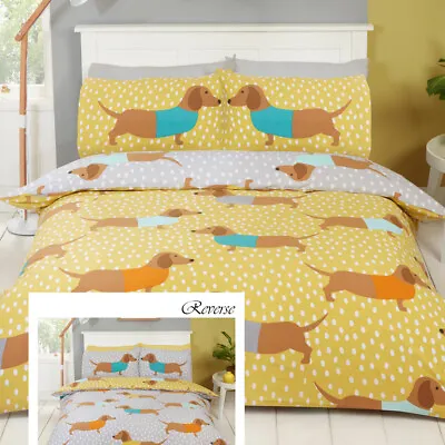 Dolly Dachshund Sausage Dog Reversible Duvet Quilt Cover Bedding Set In 3 Sizes • $17.80
