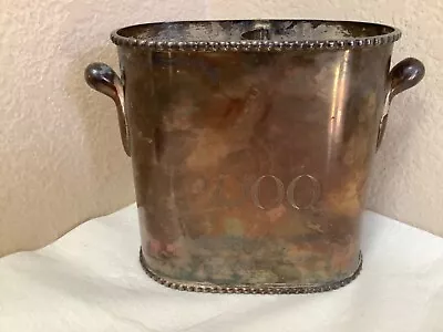 Pottery Barn  Silver Plate Double Wine Cooler Champagne Bucket 2000 Monogram • $48.50