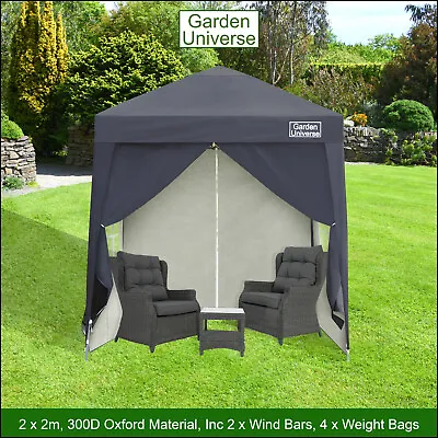 Gazebo Pop Up Frame Marquee Canopy Tent Black 2x2m By Garden Universe Heavy Duty • £67.99