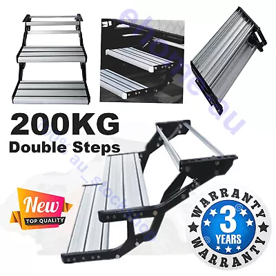 Caravan Double Steps  Aluminium Pull Out FoldingCamper Trailer Motorhome RV • $219