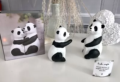 Panda  Family Ornament Wedding Engagement Present  Couple Gift Idea New Homeware • £13.45