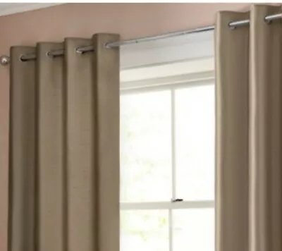 Next Mink Faux Silk Eyelet Curtains 228x183cm (NB102) • £50