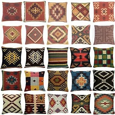 Lot Of PC Indian Vintage Cushions Handmade Kilim Pillow Jute Cushion Cover Throw • $93.05