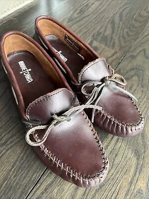 Women’s Minnetonka Brown Leather Driving Moccasins Mocs Shoes Size 9.5 • £24.32